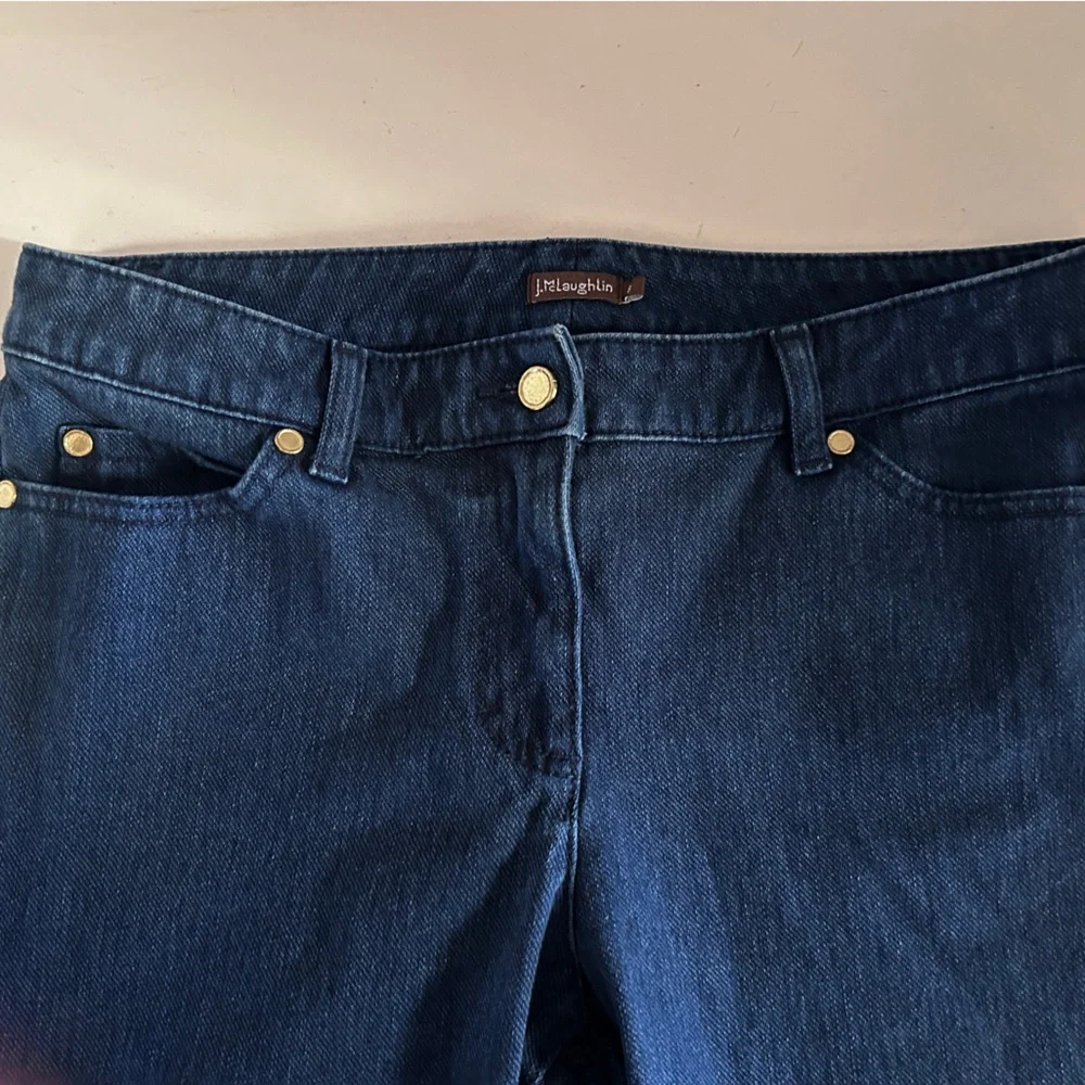 JMcLAUGHLIN Dark Denim Jeans Solid Stretch Comfy Lexi Pocket Button Size 8 - Picture 2 of 10